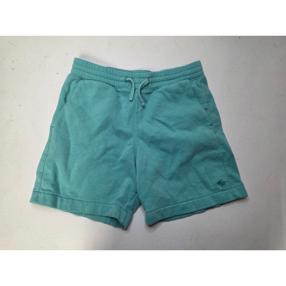 Abercrombie Kids Essentials Teal Green Fleece Sweat Shorts Size 9/10 Moose Logo
